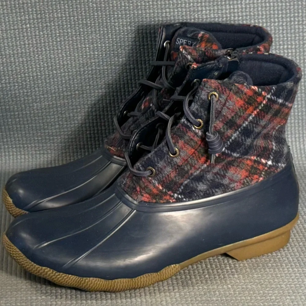 Sperry Women’s Saltwater Plaid Wool‎ Duck Boots Size 10